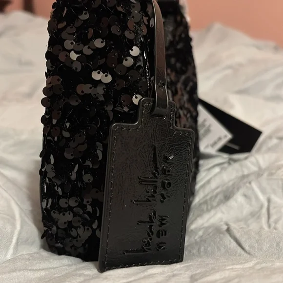 Nicole Miller Black Sequin Shoulder Bag - Picture 4 of 5